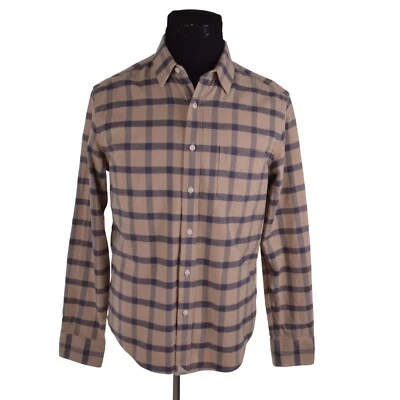 UNTUCKit Mens Shirt Medium Beige Blue Check Flannel Long Sleeve 100% Cotton - Image 1 of 4
