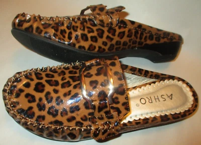 Ashro Rush Hour Womens size 7M Leopard Print Faux Leather Cushioned Mule Loafers - Image 1 of 4