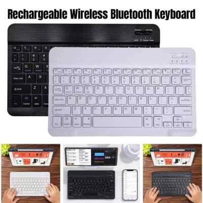 Mini Bluetooth Wireless Keyboard for iPad iPhone Android Tablet Ultra-Slim Po - Image 1 of 4