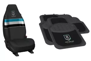SET OF 2 PORT ADELAIDE POWER AFL TEAM LOGO FRONT CAR SEAT COVERS & 4 FLOOR MATS - Foto 1 di 4