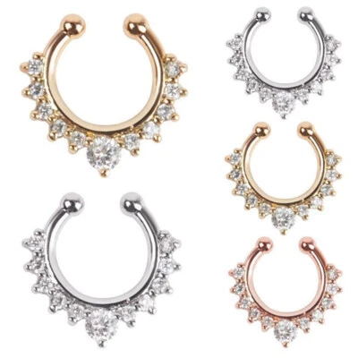 PIERCING NASO ORO ROSA ORO ARGENTO STRASS METALLO PLACCATO DONNA - Immagine 1 di 4