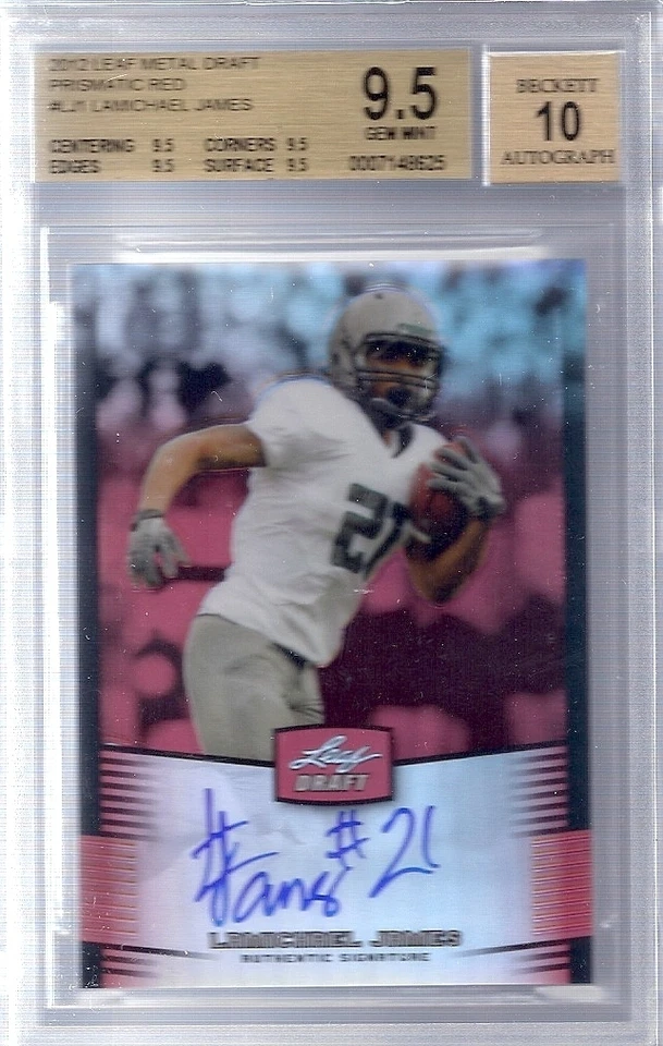 BGS 9.5 2012 Leaf Metal Draft PRISMATIC RED AUTO LaMichael James RC DUCKS #d 1/5 - Image 1 of 1