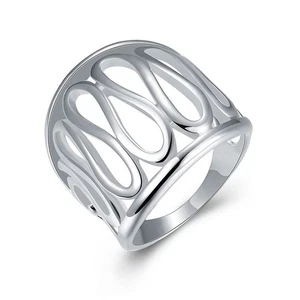 Silver Plated Patterned Thumb Shield Statement Ring Hollow Filigree Jewellery - Picture 1 of 6