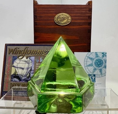 Windjammer Green Prism Glass Ship Deck Pyramid Nautical Maritime Paperweight - Image 1 of 4