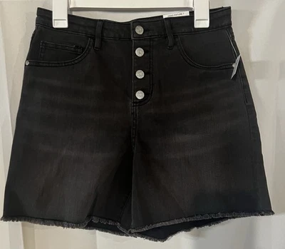 Pantalones Cortos Denim Epic Threads Negros Niñas 18 Cremallera Mosca Cierre Botón Medio Corto - NUEVO Foto 1 de 3