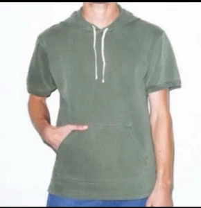 American Apparel Unisex French Terry Faded Lieutenant Short Sleeve Hoodie XL  - Picture 1 of 2