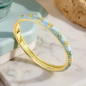 Blue Butterfly & Floral Theme Enamel Hollow Out Cloisonne Bangle - Picture 1 of 6