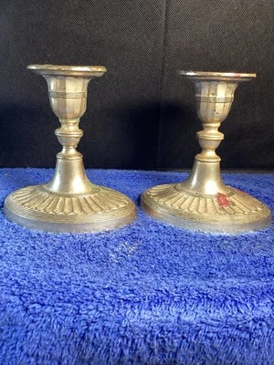 Candelabros vintage Gorham plateados 2 cada uno base ovalada 5 pulgadas de alto Foto 1 de 4