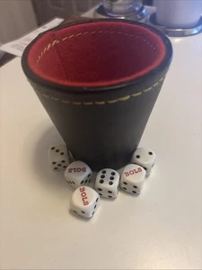 Selten Lucas Bols AO 1575 Niederländischer Alkohol Promo Würfel Set mit 6 Würfel & Lederbecher EUC - Bild 1 von 11