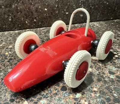 Coche de carreras de madera vintage BRIO Suecia juguete retro ruedas de goma blancas carrocería roja  Foto 1 de 4