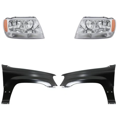 Kit de faros para Jeep Grand Cherokee 1999-2004 montaje izquierdo y derecho cromado Foto 1 de 4