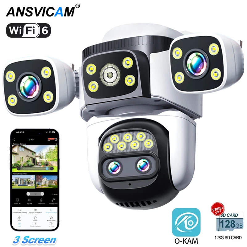 10K 4 Lens Security Camera Outdoor Surveillance Cameras PTZ AI Tracking 3CH Cam - Image 1 of 4
