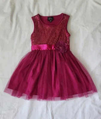 Girls Lilt Dress Holiday Purple/ Rose/ Sparkling Sequins/ Skirt Tulle Satin Sz 5 - Image 1 of 4