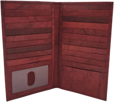 Carteras Ag Cuero Genuino Para Hombres Largo Identificación 19 Tarjeta de Crédito Billetera de Seguridad (Rfid_Bur Foto 1 de 4