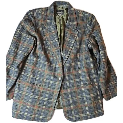 Blazer mujer Requirements multicolor mezcla de lana a cuadros un botón talla 18 Foto 1 de 4