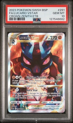 PSA 10 GEM MINT Lucario VSTAR Promo SWSH291 Crown Zenith ETB Pokemon Card - Image 1 of 2