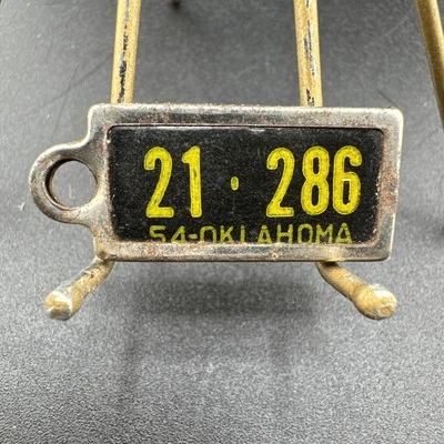 Vintage Oklahoma Disabled American Veterans Mini License Plate 1954 Key Fob📦 - Image 1 of 3
