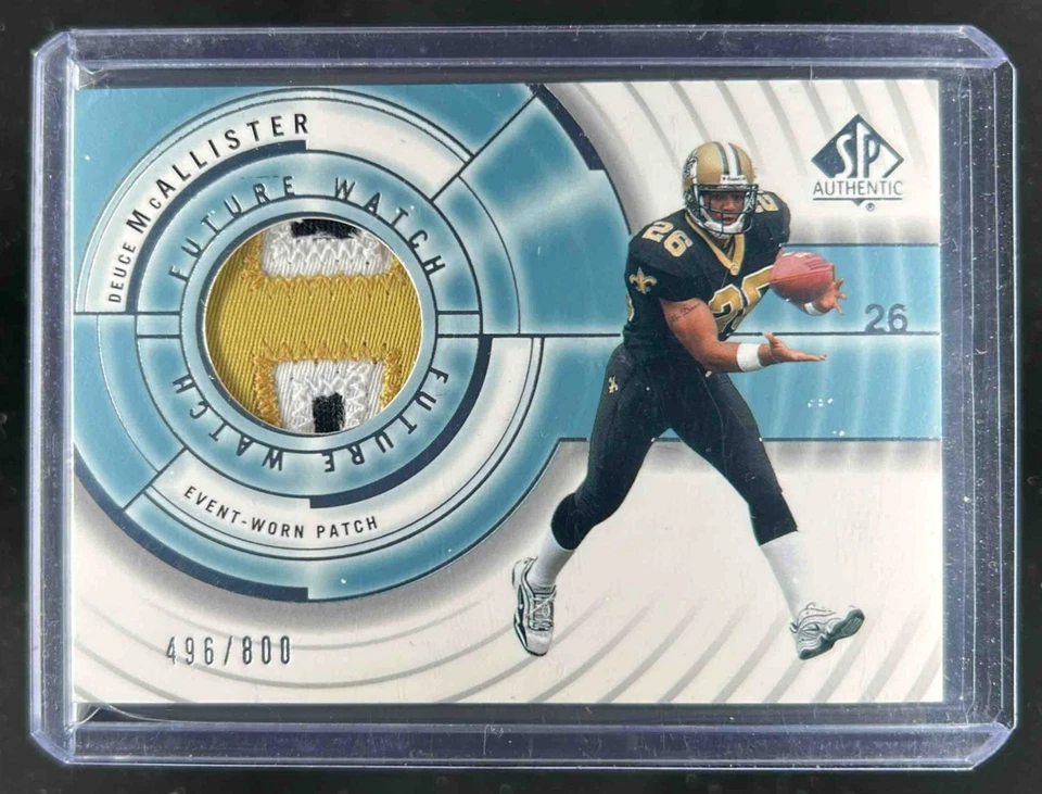 2001 SP Authentic Deuce McAllister Patch Rookie RC Future Watch #/800 Saints - Image 1 of 2