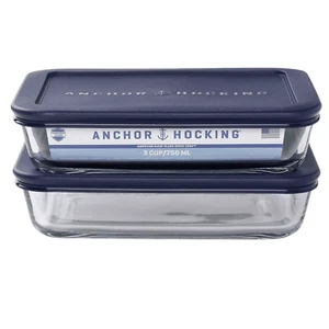 Anchor Hocking Glass Food Storage Containers with Lids, Set of 2 - Picture 1 of 7
