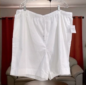 NWT Coral Bay Womens Plus Size 3X Pull On Stretchy Drawstring Waist Shorts White - Picture 1 of 5