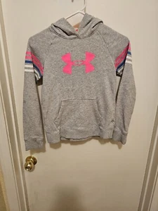 Youth Under Armour Pullover Hoodie Jacket sz YMD / JM / M Pink and Gray - Picture 1 of 3