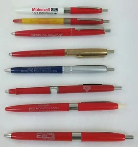 LOT of 8 Vintage Clicker Pens with Petroliana Advertising ~ AS IS ~ UNTESTED - Picture 1 of 7