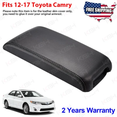 Se adapta a Toyota Camry 2012-2017 consola central tapa reposabrazos cubierta de vinilo fibra de carbono Foto 1 de 4