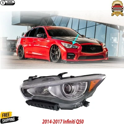 Front Headlight Assembly Left Driver Side For 2014-2017 Infiniti Q50 Foto 1 de 4