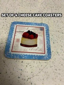 4er Set Käse Kuchen Untersetzer Quadratisch Laminiert Kork Unterlegt Tisch Tasse Esszimmer - Bild 1 von 2