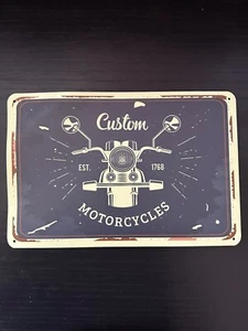 Motocicletas personalizadas. Establecido 1768 Vintage Letrero de Lata Bar Home Café - Imagen 1 de 4