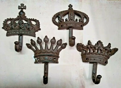 Sombrero toalla de baño de cocina Royalty Crown King Queen gancho individual hierro fundido rústico Foto 1 de 4