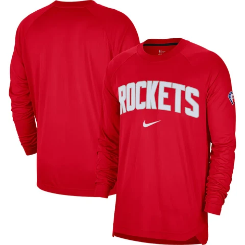Nike Mens Houston Rockets 75th Anniversary Dri Long Sleeve T-Shirt 2XL XXL NEW Cover