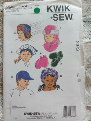 Kwik Sew 2373 Vintage Children's Winter Hats & Mittens Pattern Size S-M-L-XL - Image 1 of 2