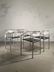 1980 EMILIO NANNI / FLY-LINE 4 CHAISES POST-MODERNISTE MEMPHIS Starck Sottsass - Imagen 1 de 10