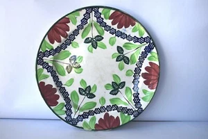 Antique Spongeware Spatterware Pottery Plate Dish Blue Star Flower Petal Desi"F1 - Picture 1 of 4