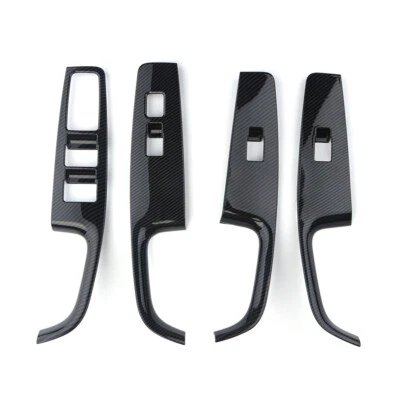 Cubierta de panel de interruptor de elevación de ventana ABS estilo fibra de carbono para Genesis G80 DH Foto 1 de 4