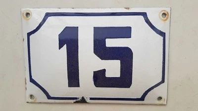 Letrero de la casa vintage PRE-ESTADO PALESTINO esmalte porcelana número 15 # 15 Foto 1 de 3