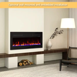 42/50/60" 1400W Electric Fireplace Heater 20 Colors- Wall Mount, Recessed - Picture 1 of 35