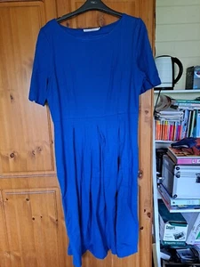 SEASALT CORNWALL TREGUNDY SAPPHIRE  BOX PLEAT COTTON POCKET DRESS SIZE UK 14 - Picture 1 of 2