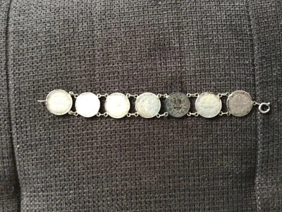 Original altes Armband, Bettelarmband mit Reichsmark Münzen - Bild 1 von 2