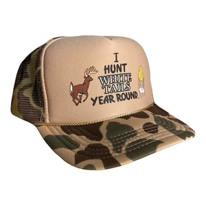 I hunt White tails year round hat funny trucker hat camouflage hunter hunting - Picture 1 of 8