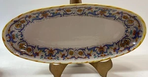 Meridiana Ceramiche Oval Serving Dish ~ Approx 14.5”x6.5” Yellow/Orange Edge - Picture 1 of 9