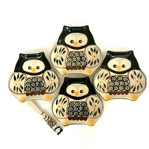 temptations vorzeigbares Ofengeschirr 4er Set Eule Snackteller und Buttermesser Neu - Bild 1 von 9