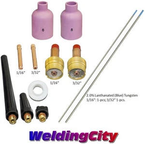 TIG Welding Torch 17/26 Kit Lg Gas Lens-Tungsten (Blue) 1/16-3/32 T59B US Seller - Picture 1 of 2