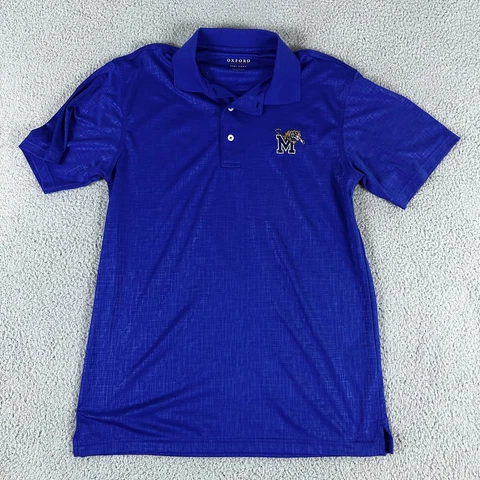 Memphis Tigers Polo Shirt Mens Small Blue Short Sleeve Oxford America Veri Cool Cover