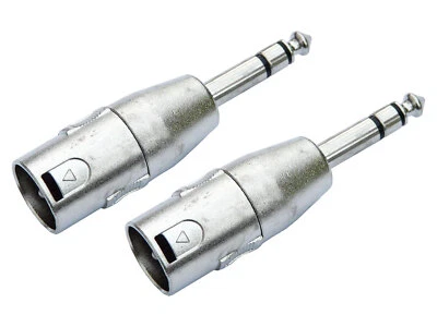 DEETECH Set 2 adattatori XLR maschio a jack 6,3mm stereo argento