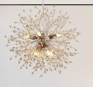 Modern Wooden Beaded Dandelion Chandelier, Firework, Sputnik 8-Light LED (A26) - Picture 1 of 5