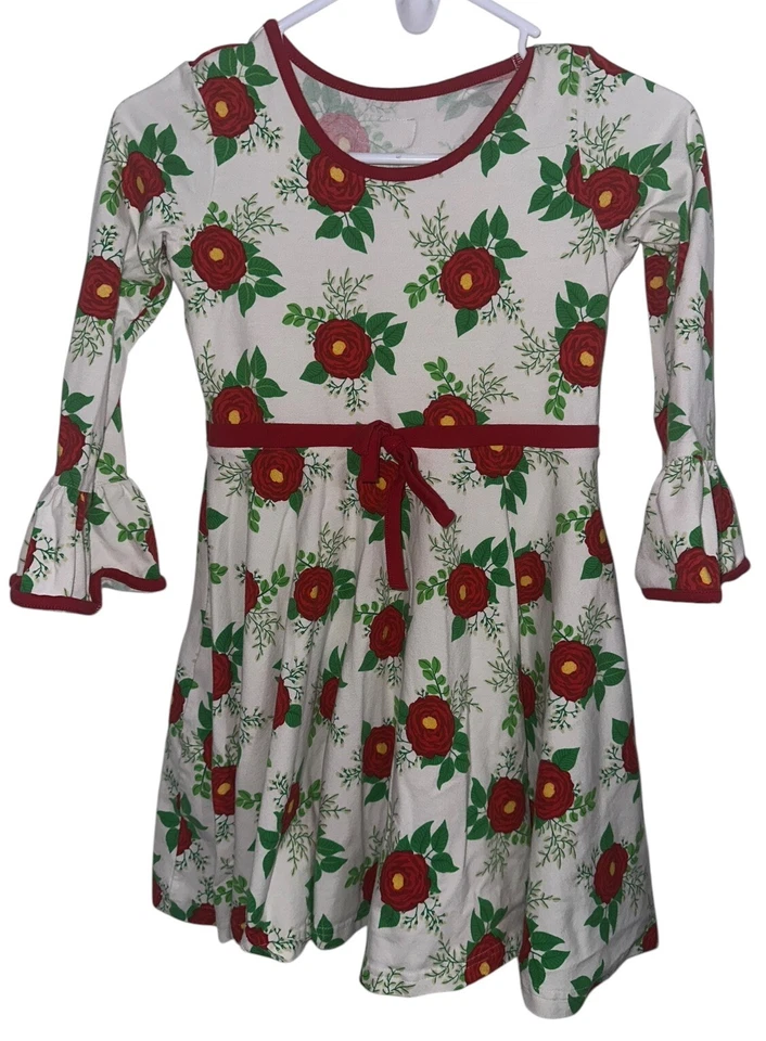 Vestido Eleanor Rose Niñas Rubí Navidad Rosa Talla 8-10 Blanco Rojo Giro Manga Larga Foto 1 de 4