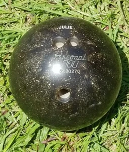 Vtg 12 lb 4.0 oz Ebonite Personal 300 Bowling Ball Gold Sparkle RH - Picture 1 of 6
