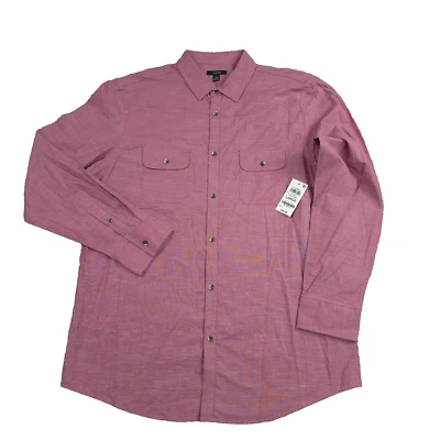 Alfani Men's Regular-Fit Solid Shirt Smudge Cranberry Large - Image 1 of 4
